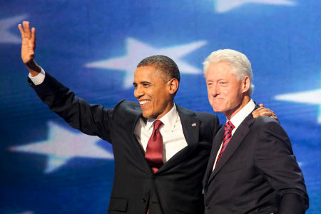 Presidents Barack Obama and Bill Clinton